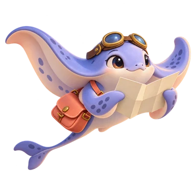 The lavender ray navigator with a folded route map.